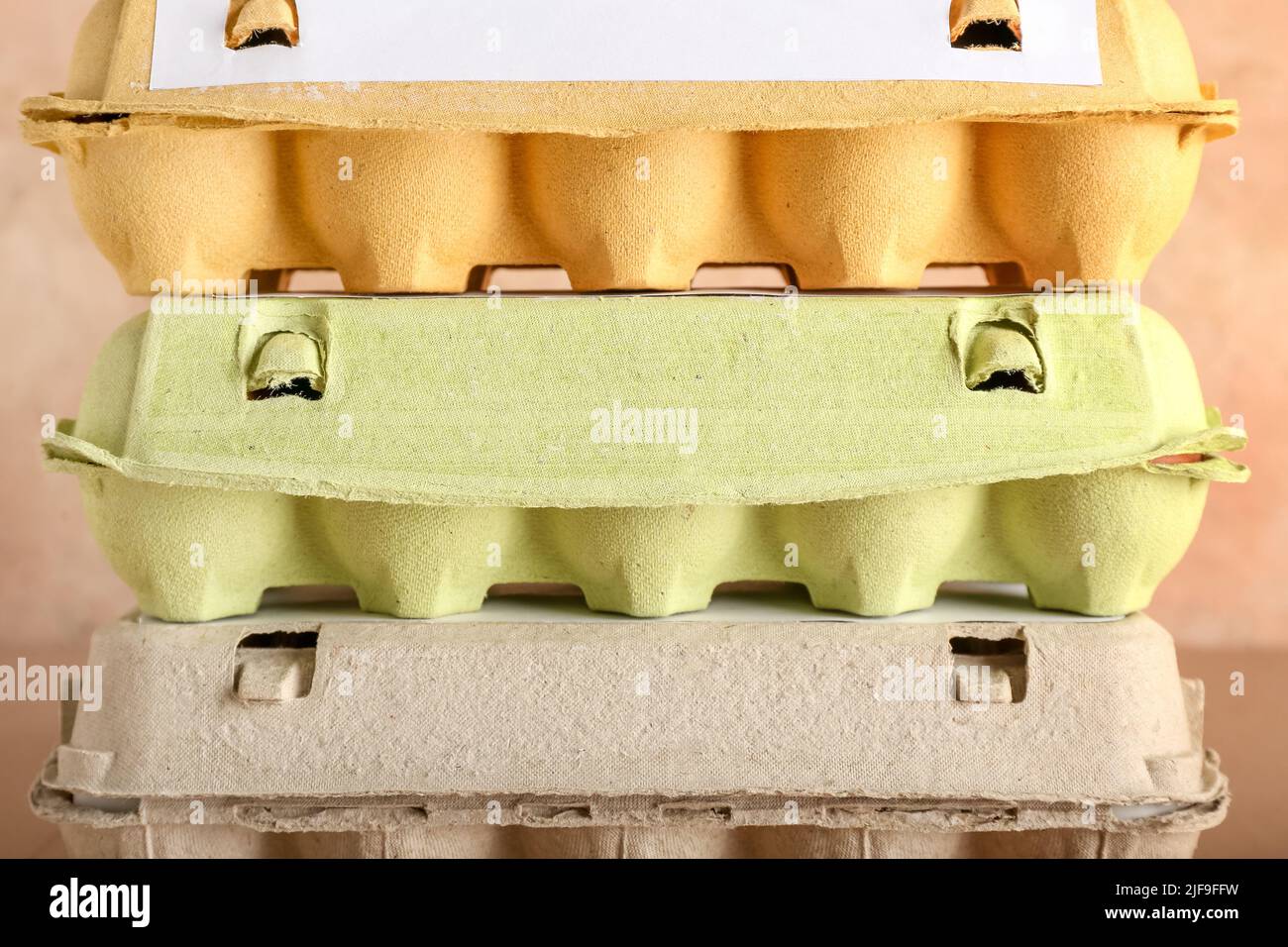 Stack of cardboard egg holders, closeup Stock Photo Alamy