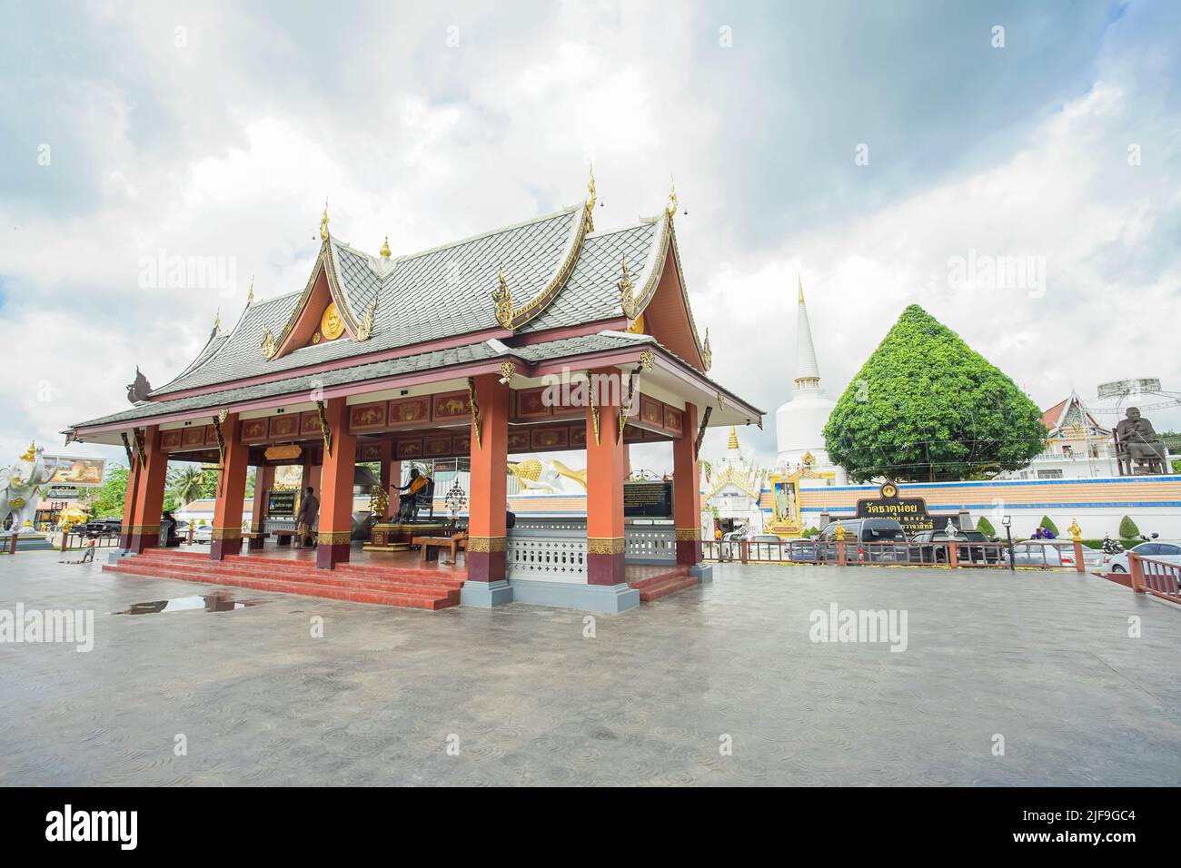 Nakhon Si Thammarat Province, THAILAND - June 26, 2022: Scenery of The famous temple named Wat That Noi in Nakhon Si Thammarat, Thailand. This temple Stock Photo