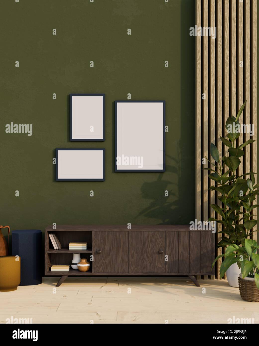 Modern stylish living room interior design with stylish wooden