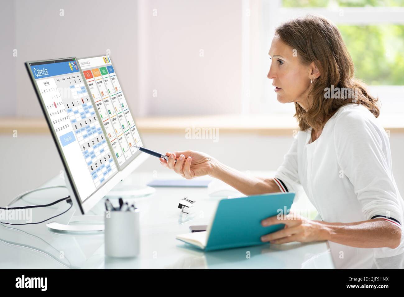 Digital Scrum Agenda Schedule And Gantt Chart Software Stock Photo