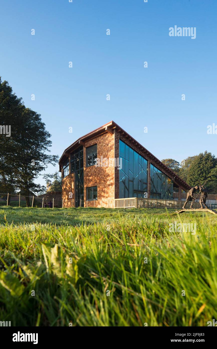Wide exterior view with morning sunshine. Sherwood Forest Visitor