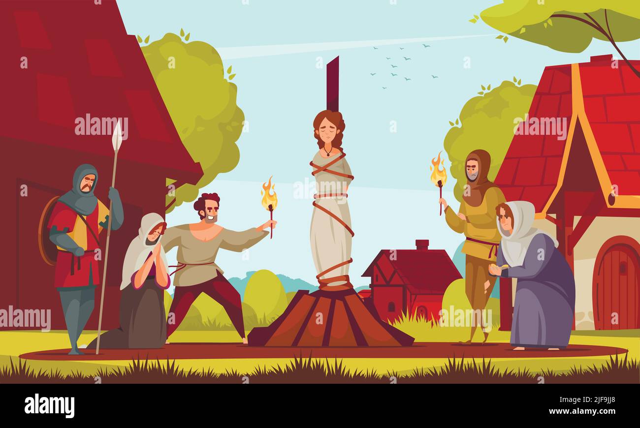 Witch at stake medieval Stock Vector Images Alamy