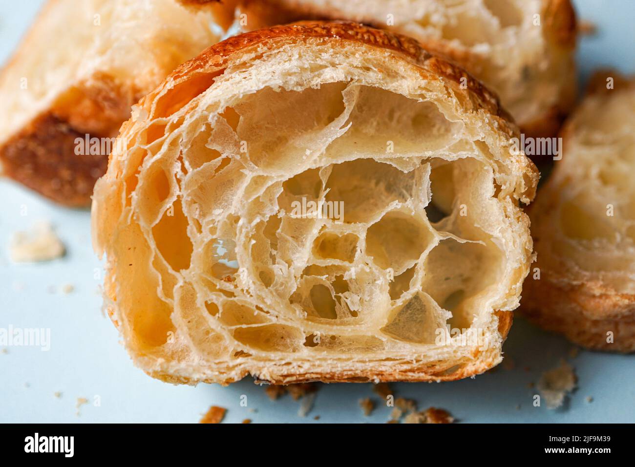 tasty croissant for breakfast, french food Stock Photo