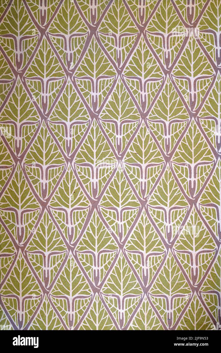 Art Nouveau background leaf pattern, 1900s Stock Photo