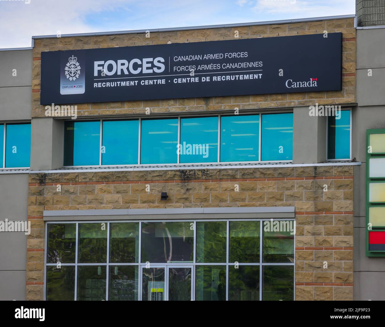 Canadian Armed Forces (CAF) Recruitment center at Halifax, Nova Scotia. CAF is the unified military of Canada. HALIFAX, CANADA - JUNE 2022 Stock Photo