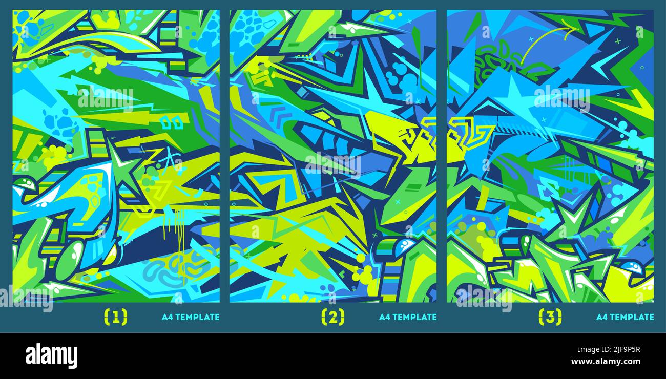 Flat Abstract Graffiti Style A4 Poster Vector Illustration Background Template  Stock Vector