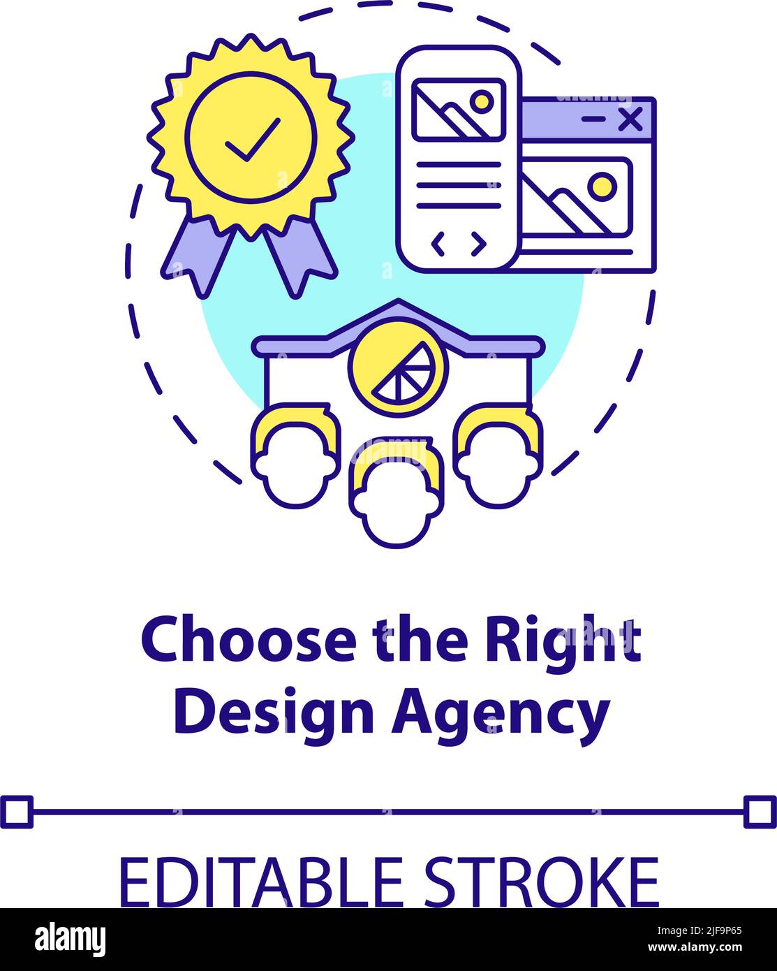 Choose right design agency concept icon Stock Vector