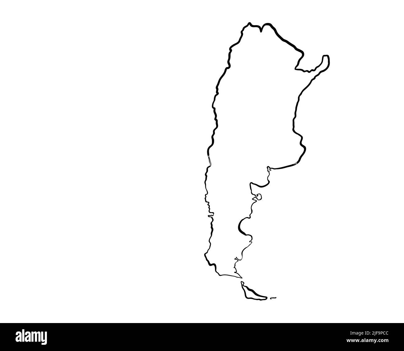 Argentina - Hand-Drawn Map lllustration Stock Photo