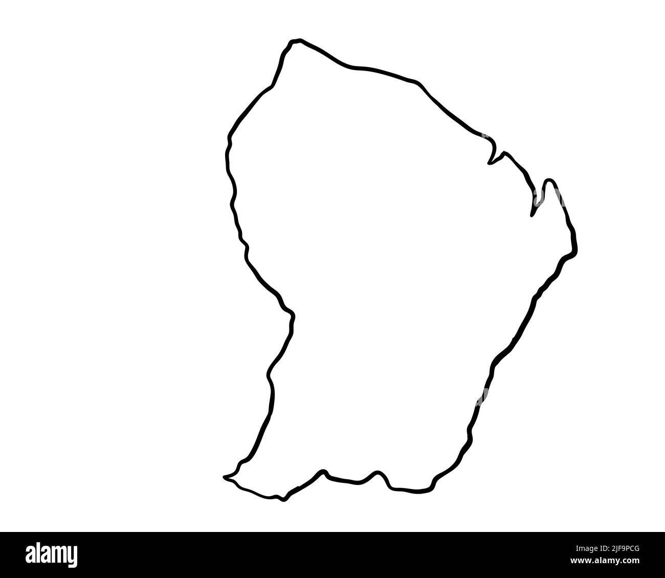 French Guiana - Hand-Drawn Map lllustration Stock Photo