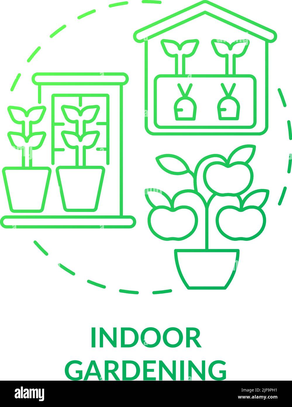 Indoor Gardening Green Gradient Concept Icon Stock Vector