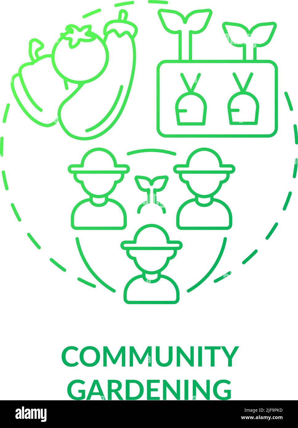 Community gardening green gradient concept icon Stock Vector