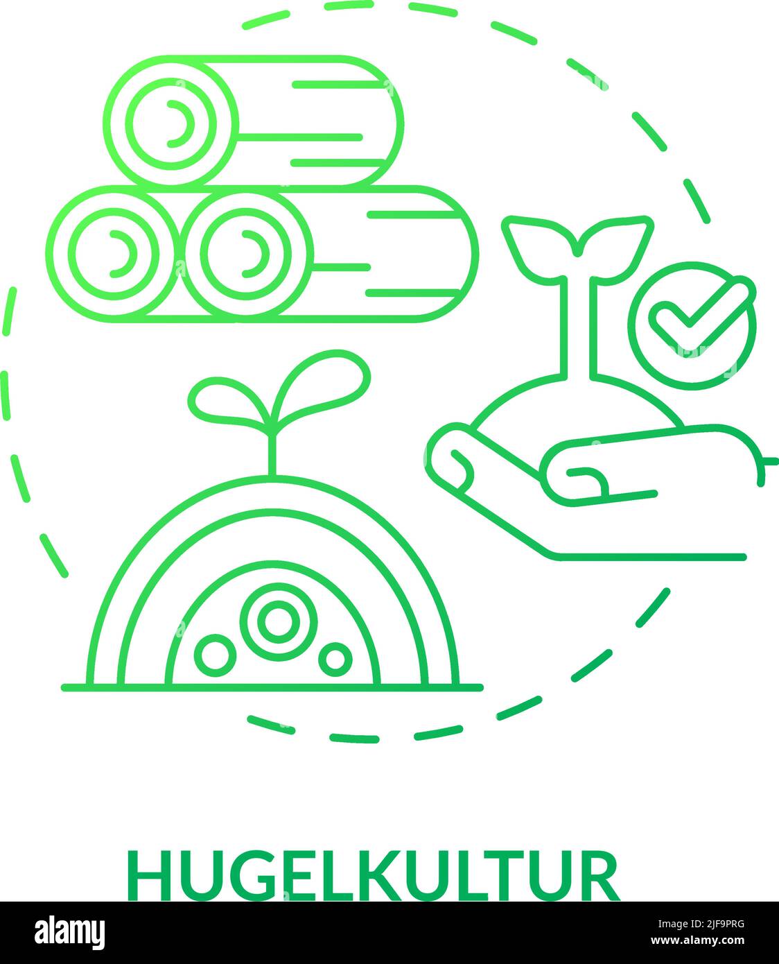 Hugelkultur green gradient concept icon Stock Vector