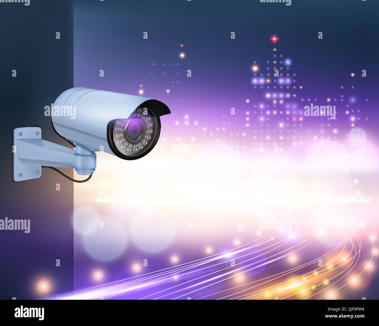 Video surveillance security cameras realistic composition with image of