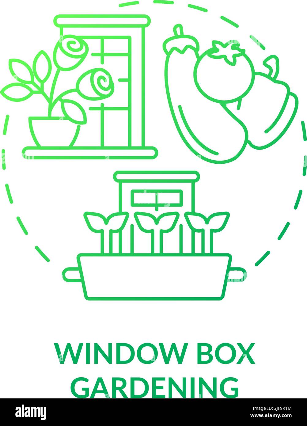 Window box gardening green gradient concept icon Stock Vector