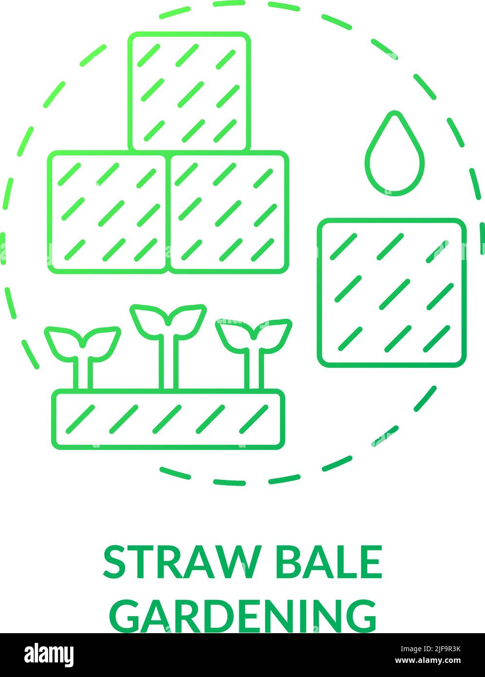 Straw bale gardening green gradient concept icon Stock Vector Image ...