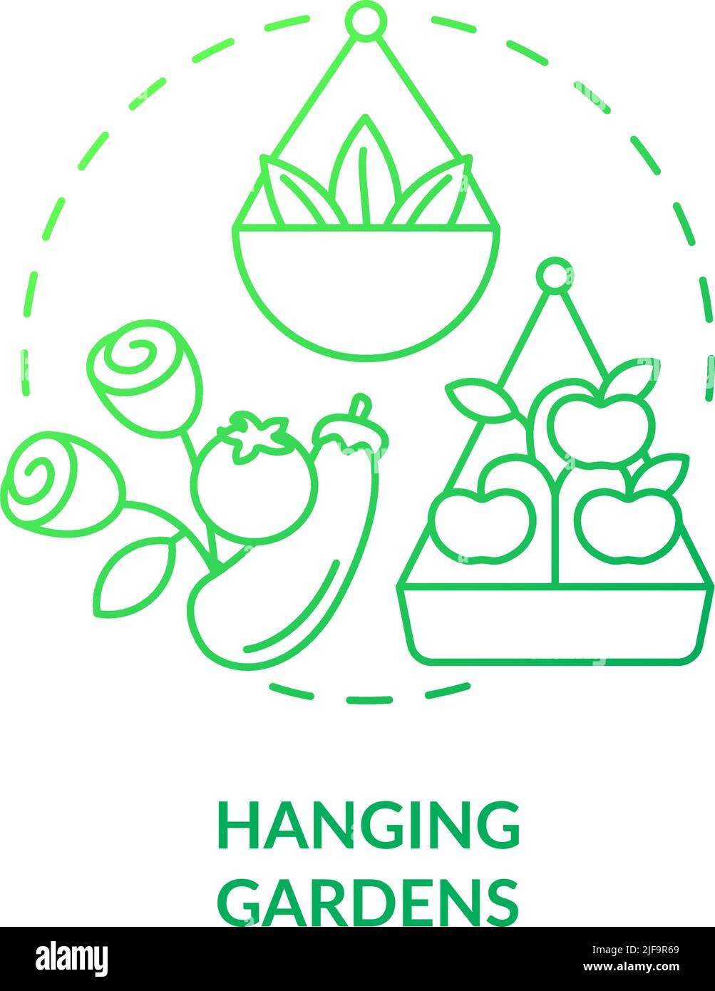 Hanging gardens green gradient concept icon Stock Vector