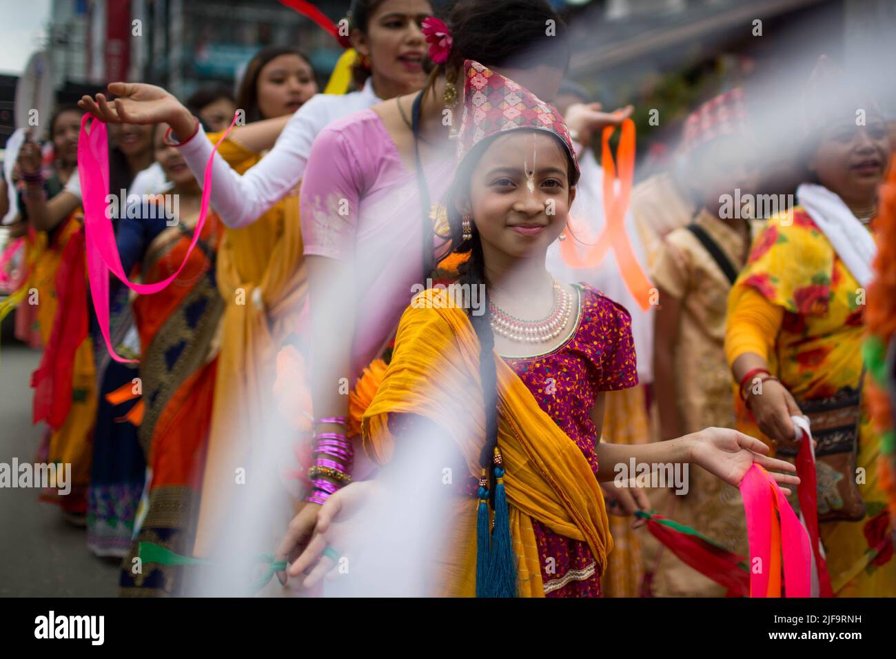 Kathmandu, Nepal. 1st July, 2022. Devotees celebrate the Rath Yatra festival in Kathmandu, Nepal, July 1, 2022. Credit: Sulav Shrestha/Xinhua/Alamy Live News Stock Photo