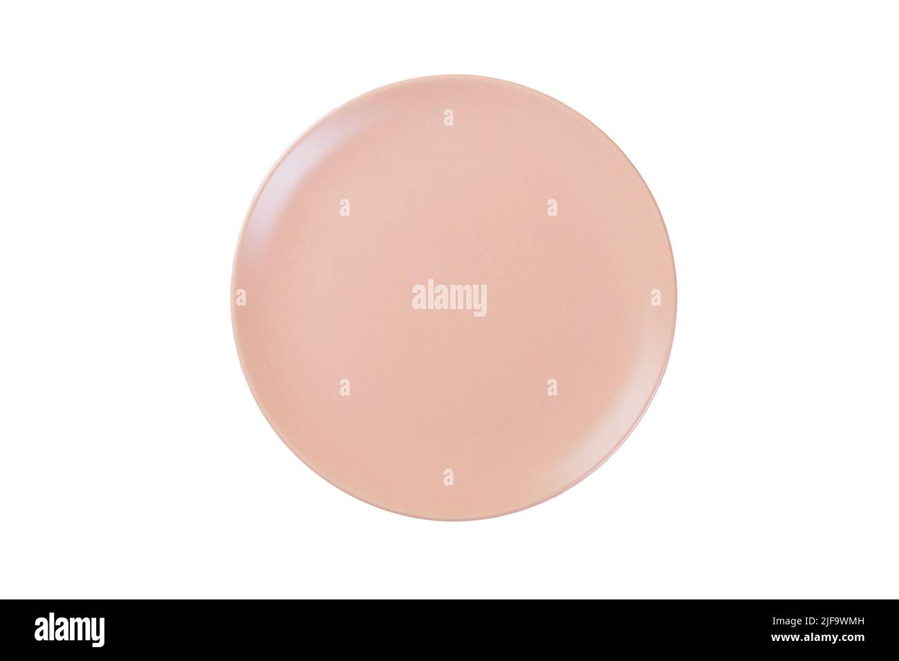 Top view of empty pink plate on isolared white background Stock Photo ...