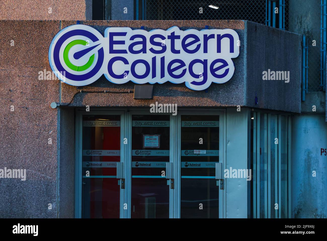 Eastern College banner at entrance. It is one of largest career colleges offers courses in Business, Techno. HALIFAX, NOVA SCOTIA, CANADA - JUNE 2022 Stock Photo