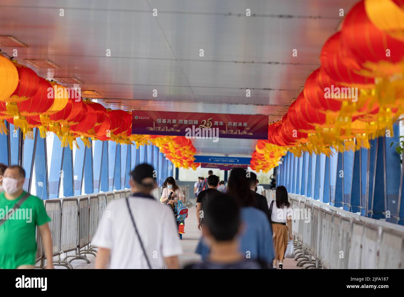 Banners and decorations can be seen throughout the city of Hong Kong