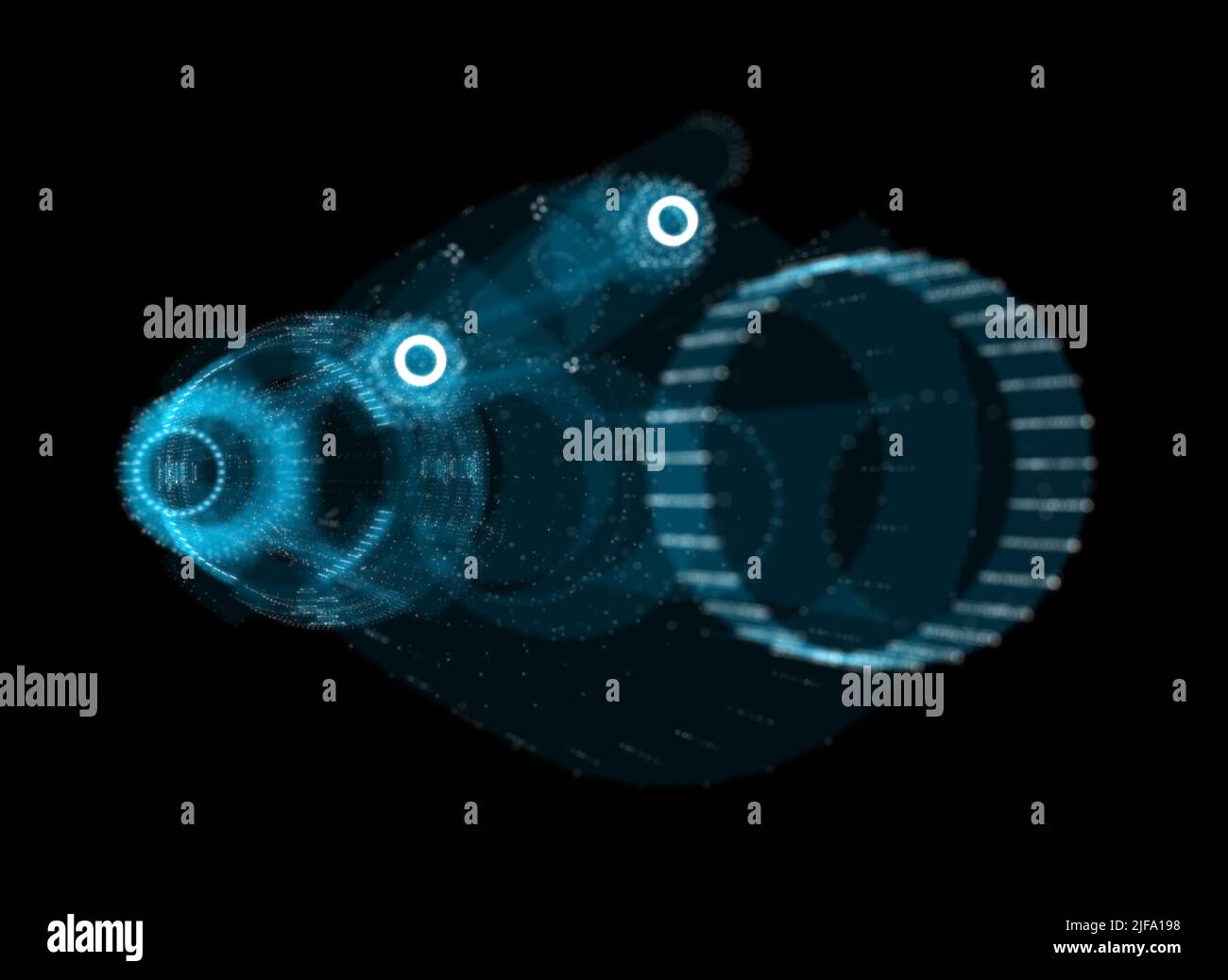 A glowing hologram of a mechanical object Stock Photo - Alamy