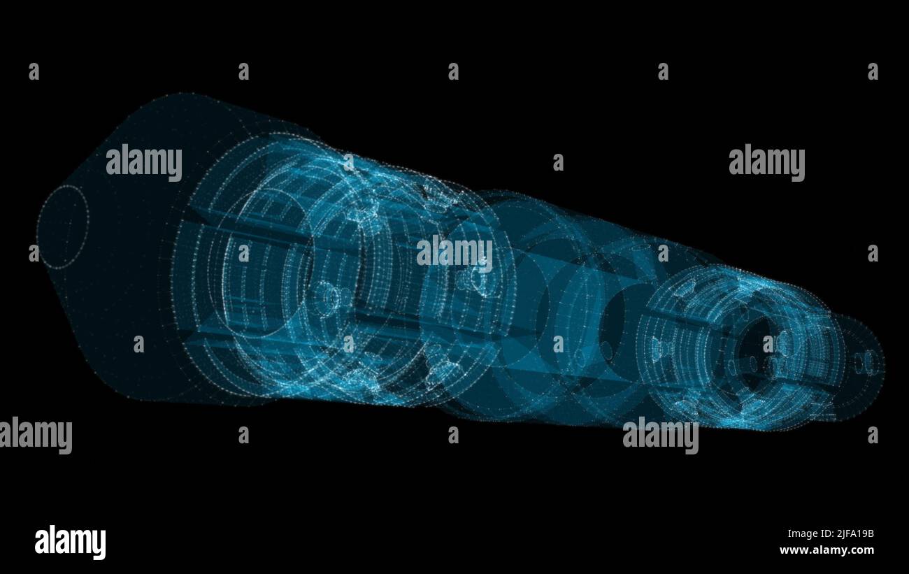 A glowing hologram of a mechanical object Stock Photo - Alamy