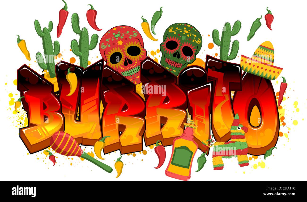 Quality Mexican Food Themed Vector Graphic Design - Burrito Stock Vector