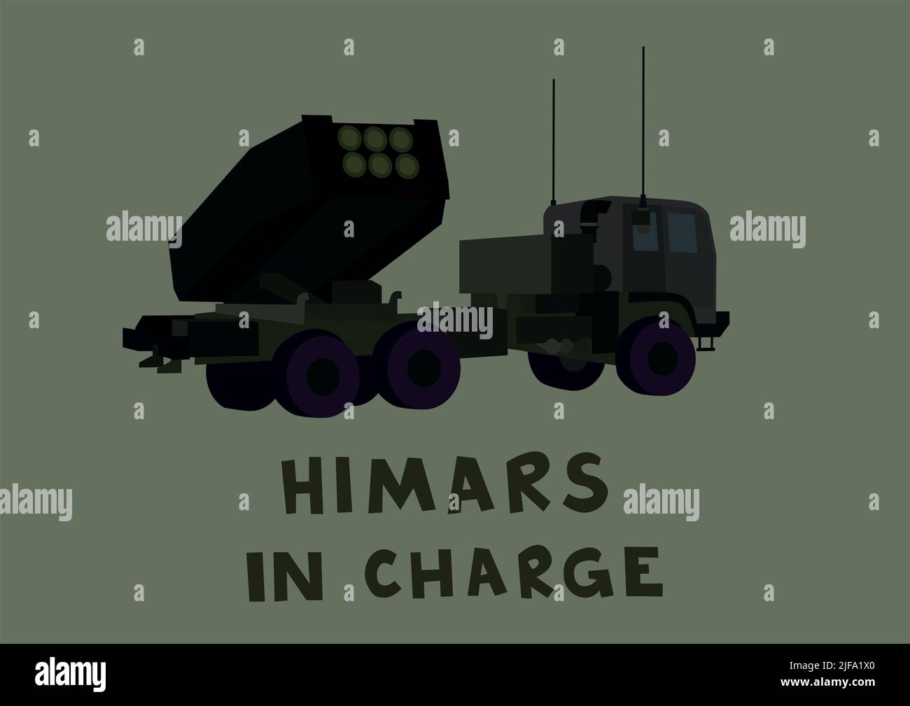 illustration of artillery armored vehicle near himars in charge ...