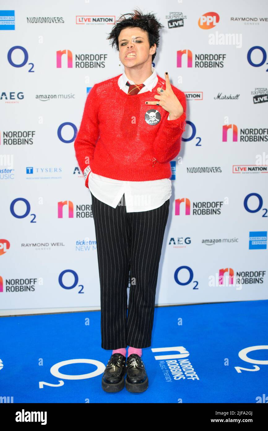 London, UK. 1st July, 2022. Yungblud attending the Nordoff Robbins O2 Silver Clef Awards at the Grosvenor House Hotel, London. Picture date: Friday July 1, 2022. Photo credit should read Credit: Matt Crossick/Alamy Live News Stock Photo