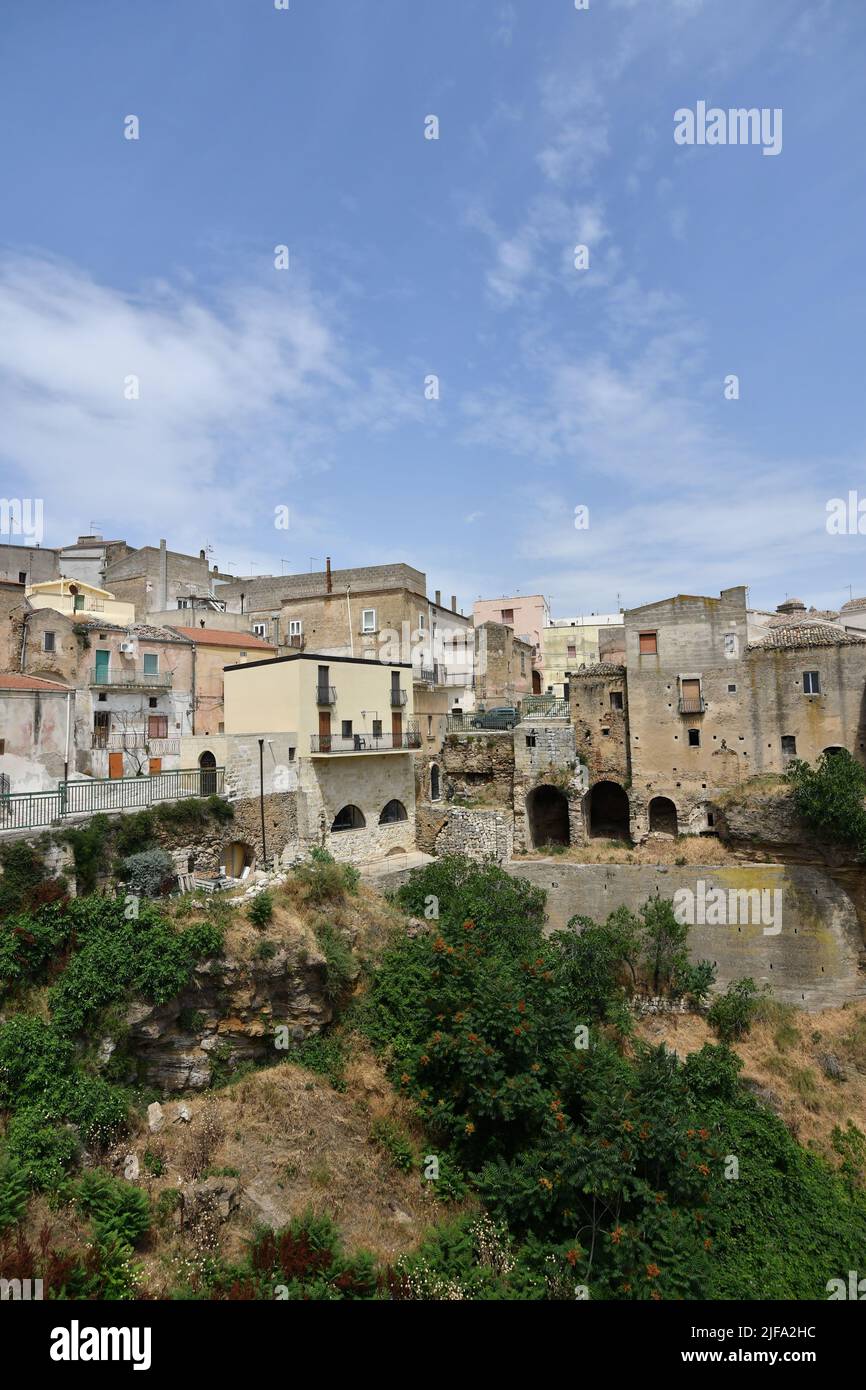 Panoramic view of the old houses of Irsina, a village in the province