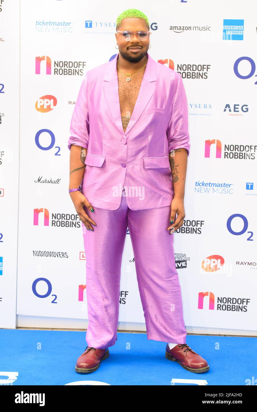 London, UK. 1st July, 2022. MNEK attending the Nordoff Robbins O2 Silver Clef Awards at the Grosvenor House Hotel, London. Picture date: Friday July 1, 2022. Photo credit should read Credit: Matt Crossick/Alamy Live News Stock Photo