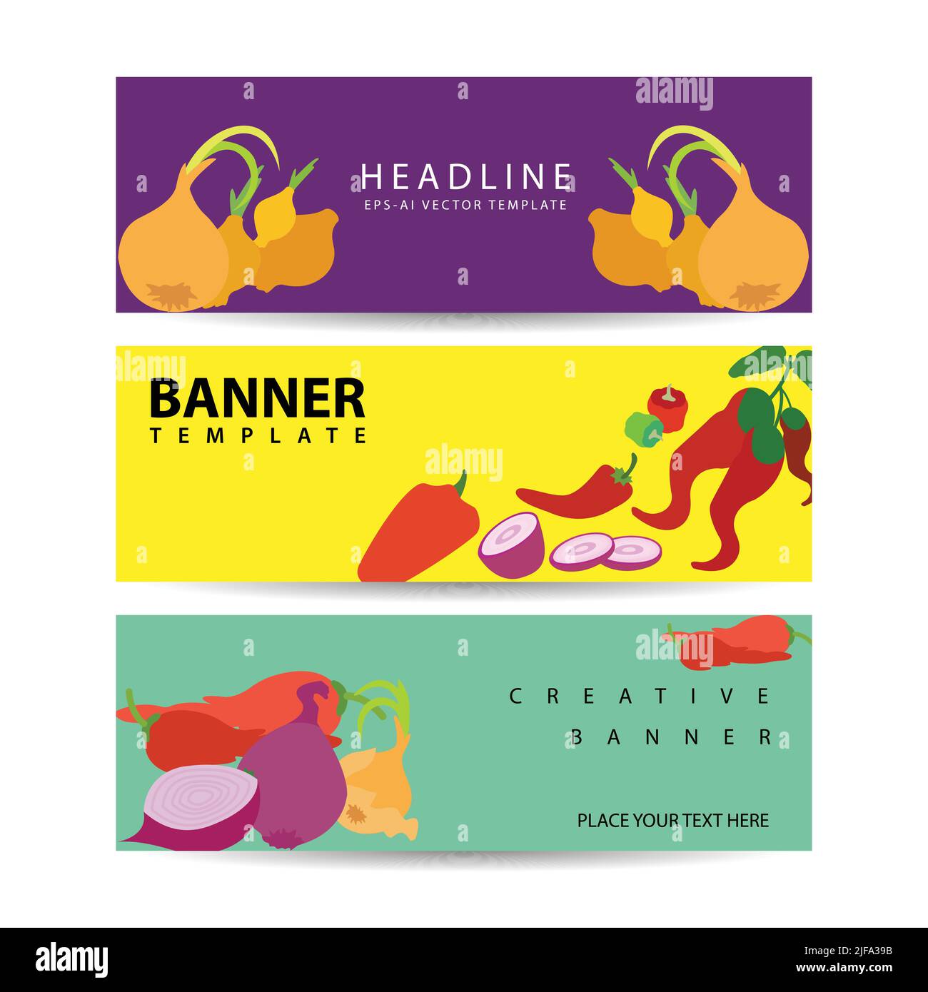 Fresh organic vegetables banner for farmers market Banner set vector ...