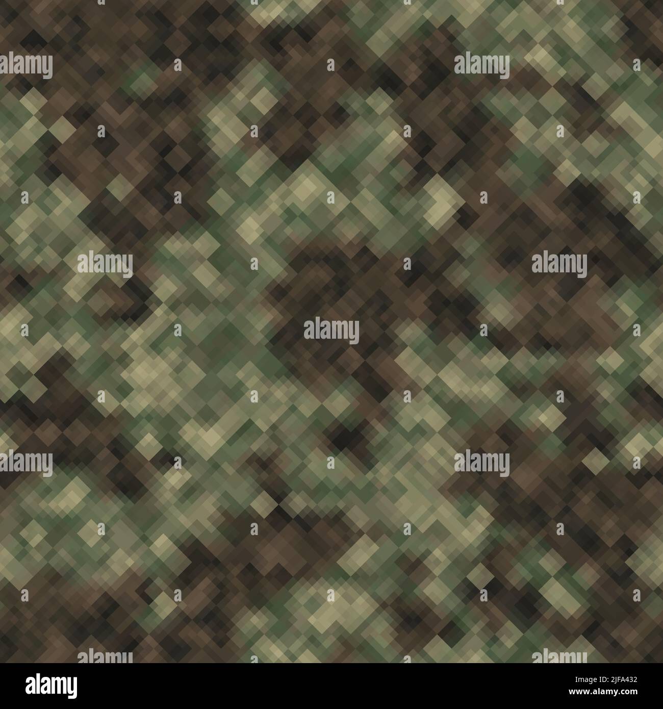 Abstract seamless pattern with khaki and brown colored chaotic overlap pixels Stock Vector