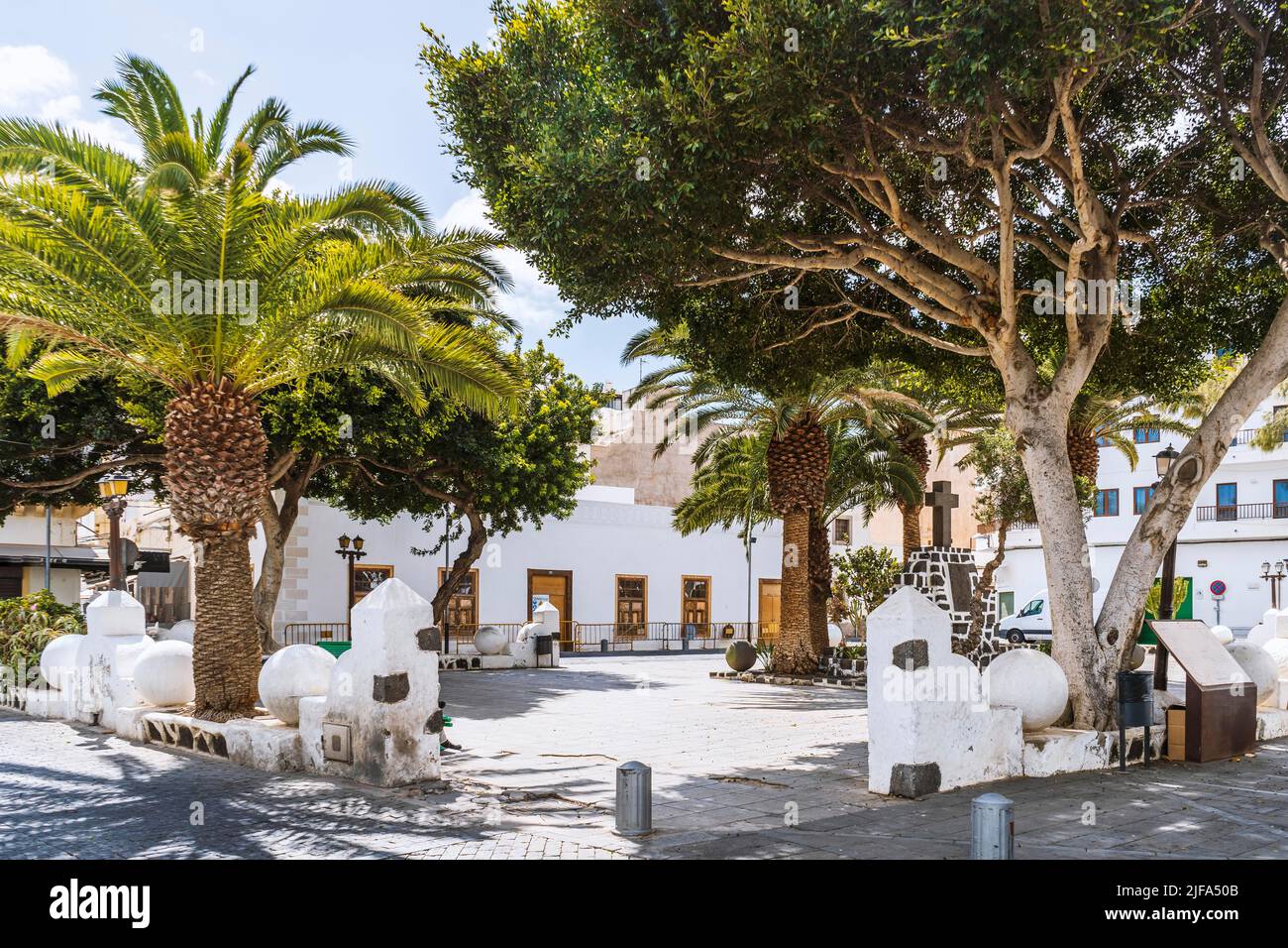 Charming square named Plaza de las palmas in Arrecife, capital city of Lanzarote, Canary Islands, Spain Stock Photo