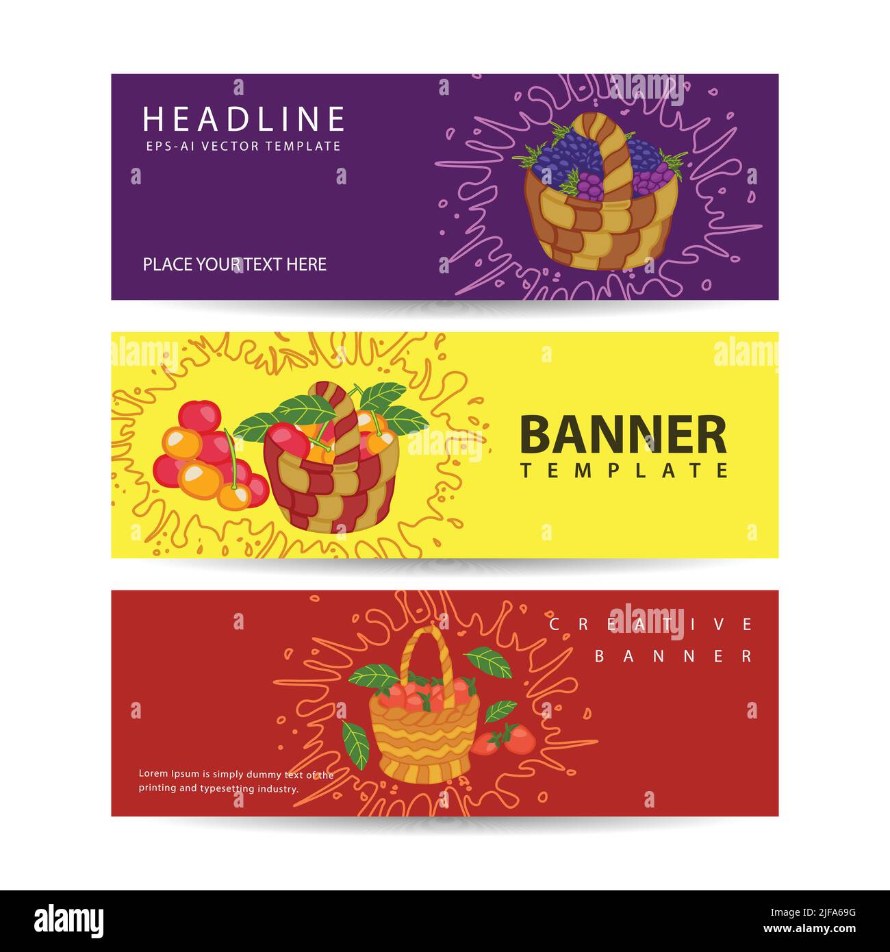 Horizontal banners for harvest festival ad. Vector set Stock Vector ...