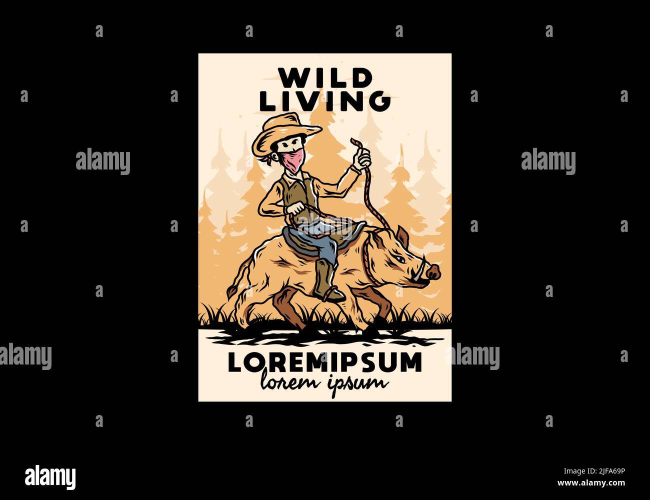 Man riding a wild boar illustration Stock Vector Image & Art - Alamy