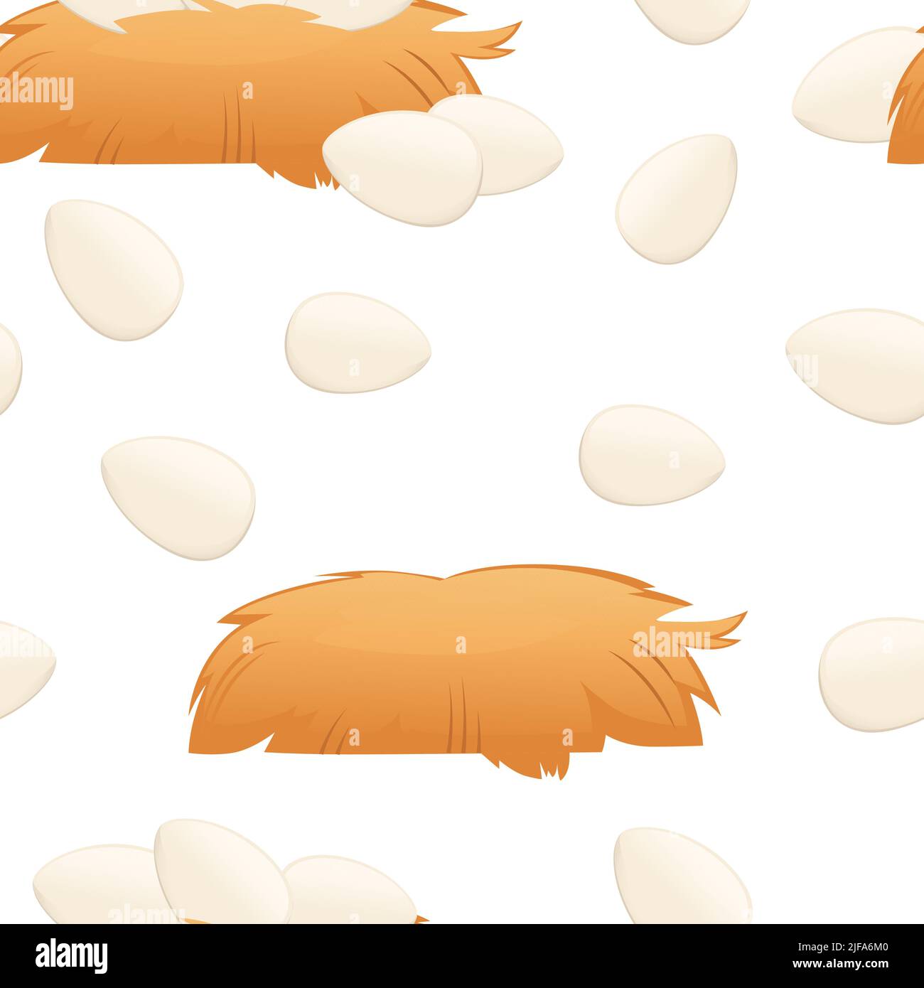 Seamless pattern Bird nest with white eggs vector illustration on white ...