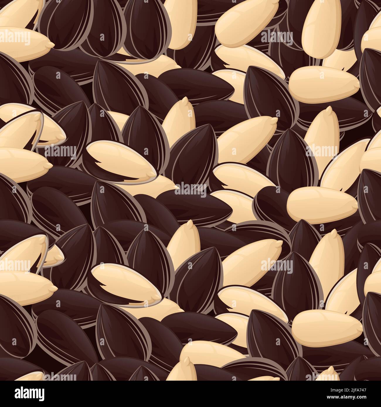 Seamless pattern Sunflower seeds in a shell and without ready to eat snack vector illustration on white background Stock Vector