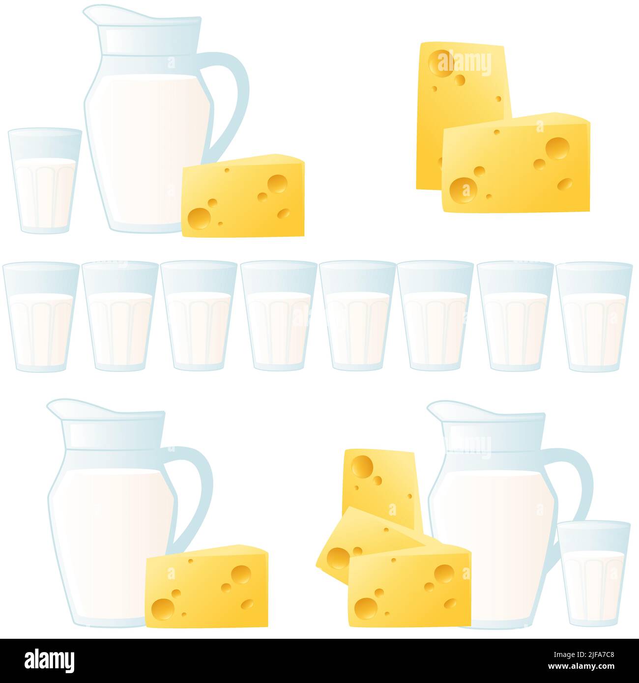 Seamless pattern fresh dairy products milk and cheese vector ...