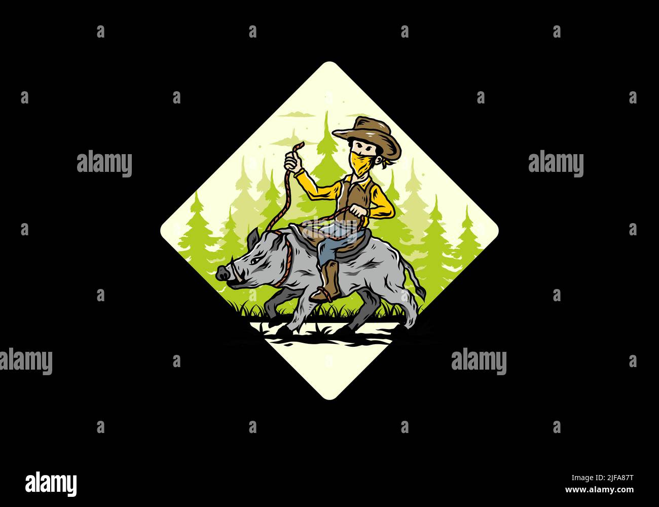 Man riding a wild boar illustration Stock Vector Image & Art - Alamy