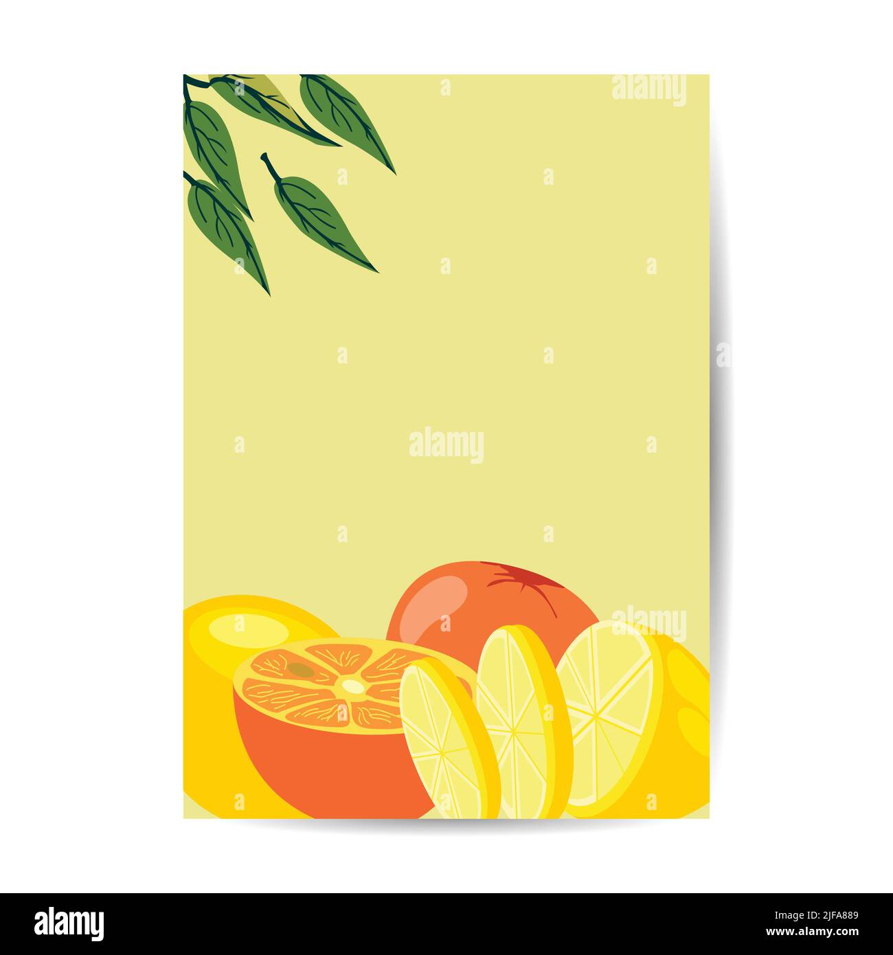 Juicy and fresh fruit. Orange, Lemon Fruit Vector cover illustration ...