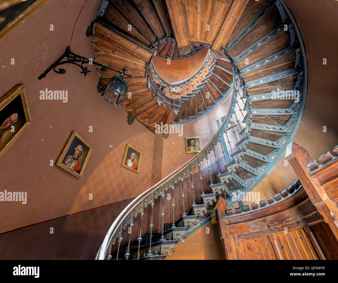 Marienburg Castle, spiral staircase, interior, Pattensen, Lower Saxony, Germany Stock Photo