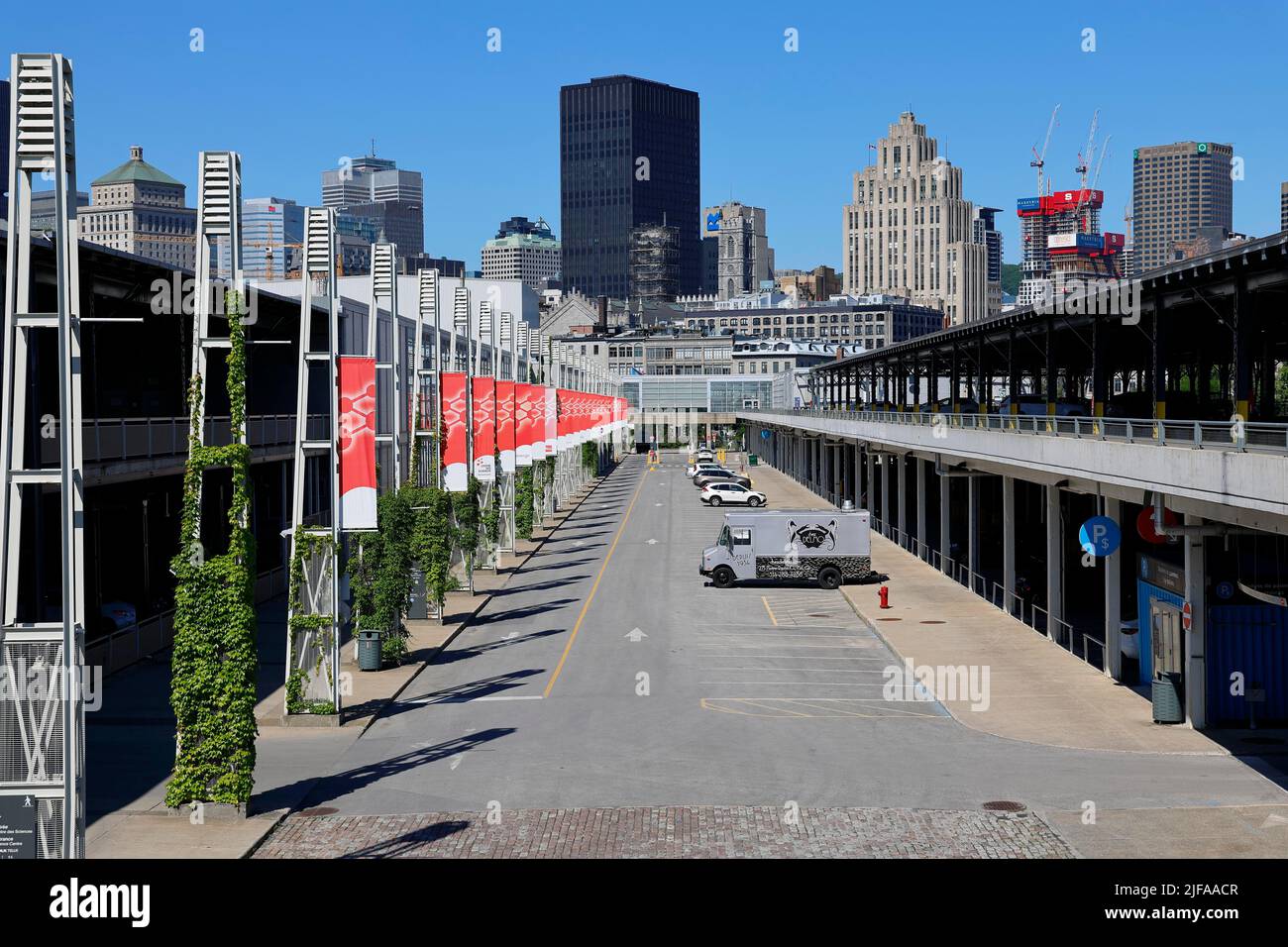 Street at the Centre of Science, Old Port, Montreal, Province of Quebec, Canada Stock Photo