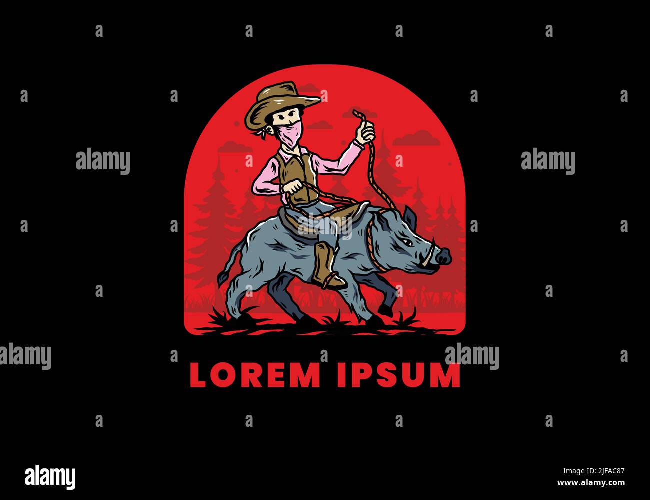 Man riding a wild boar illustration Stock Vector Image & Art - Alamy