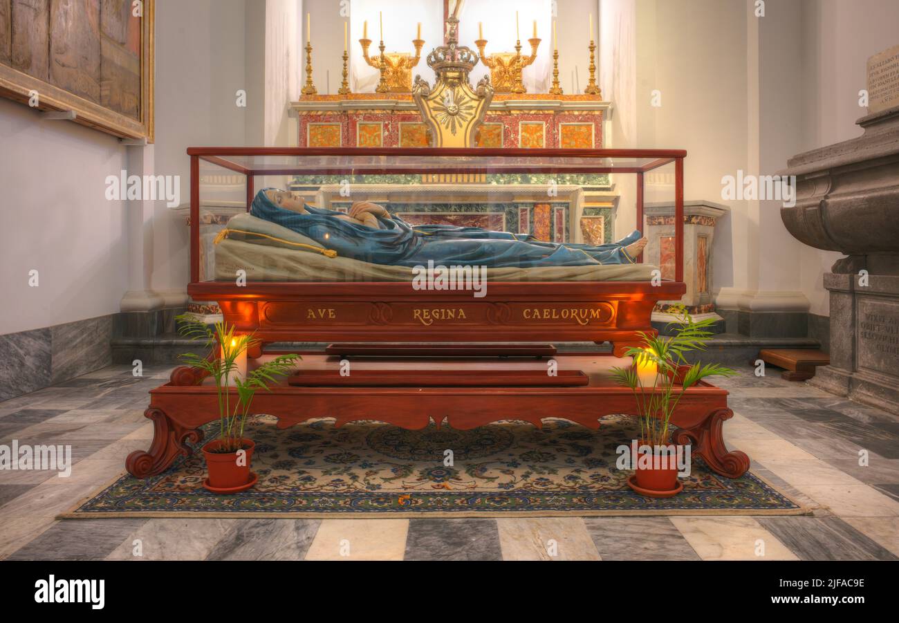Interior view of Virgin Mary in glass coffin, Cathedral and Church