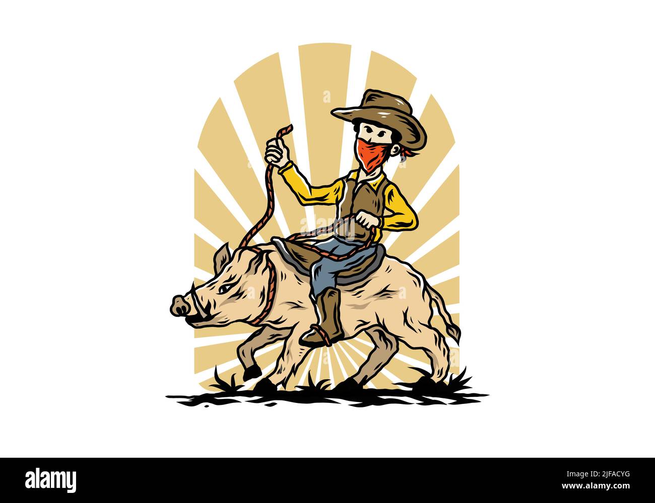 Man riding a wild boar illustration Stock Vector Image & Art - Alamy
