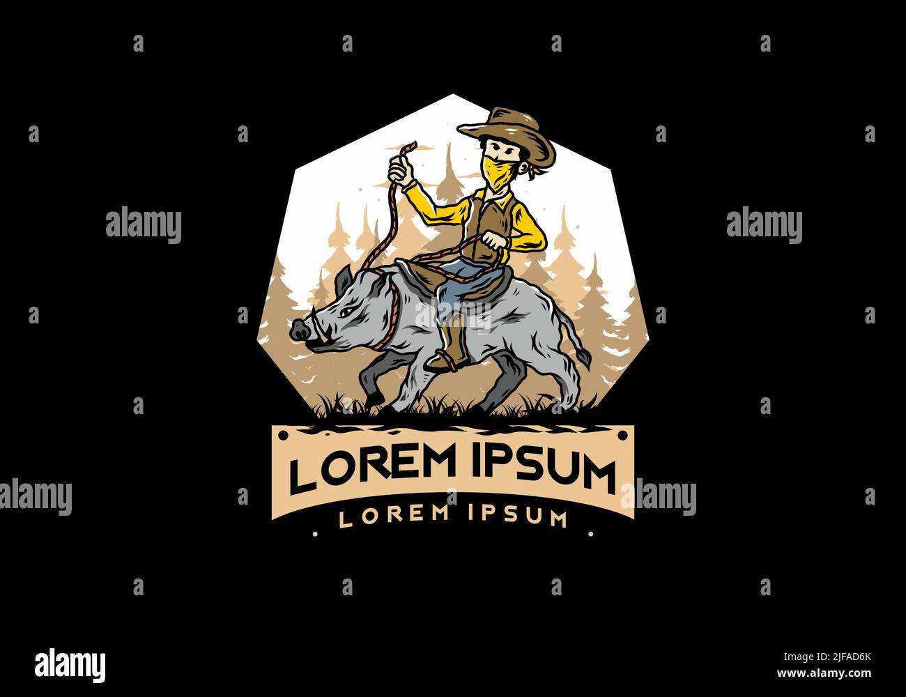 Man riding a wild boar illustration Stock Vector Image & Art - Alamy