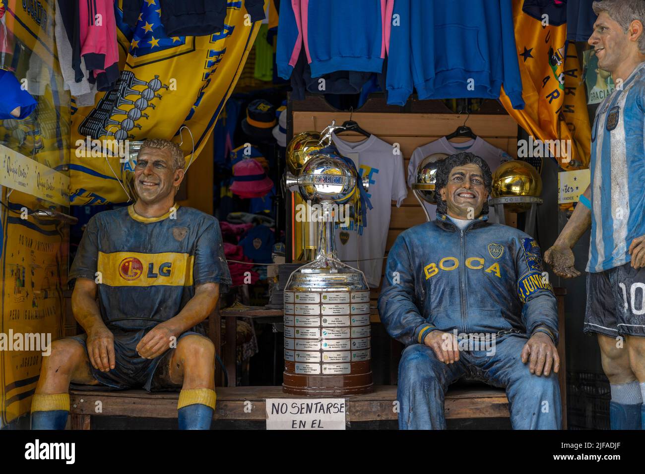 Football figures in a sports shop, Buenos Aires, Argentina Stock Photo