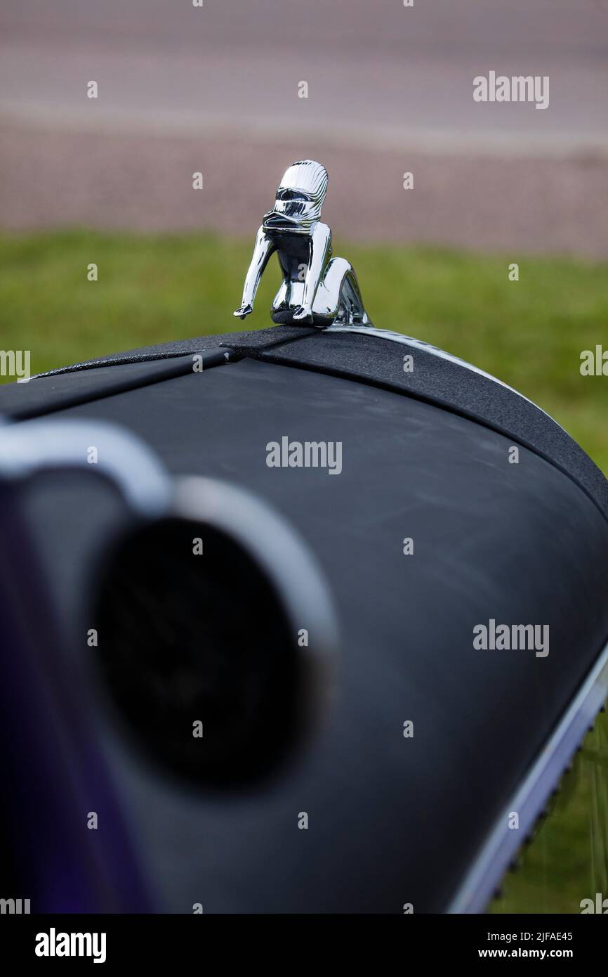A naked woman as a radiator mascot on a vintage car, Vaermland, Sweden Stock Photo - Alamy