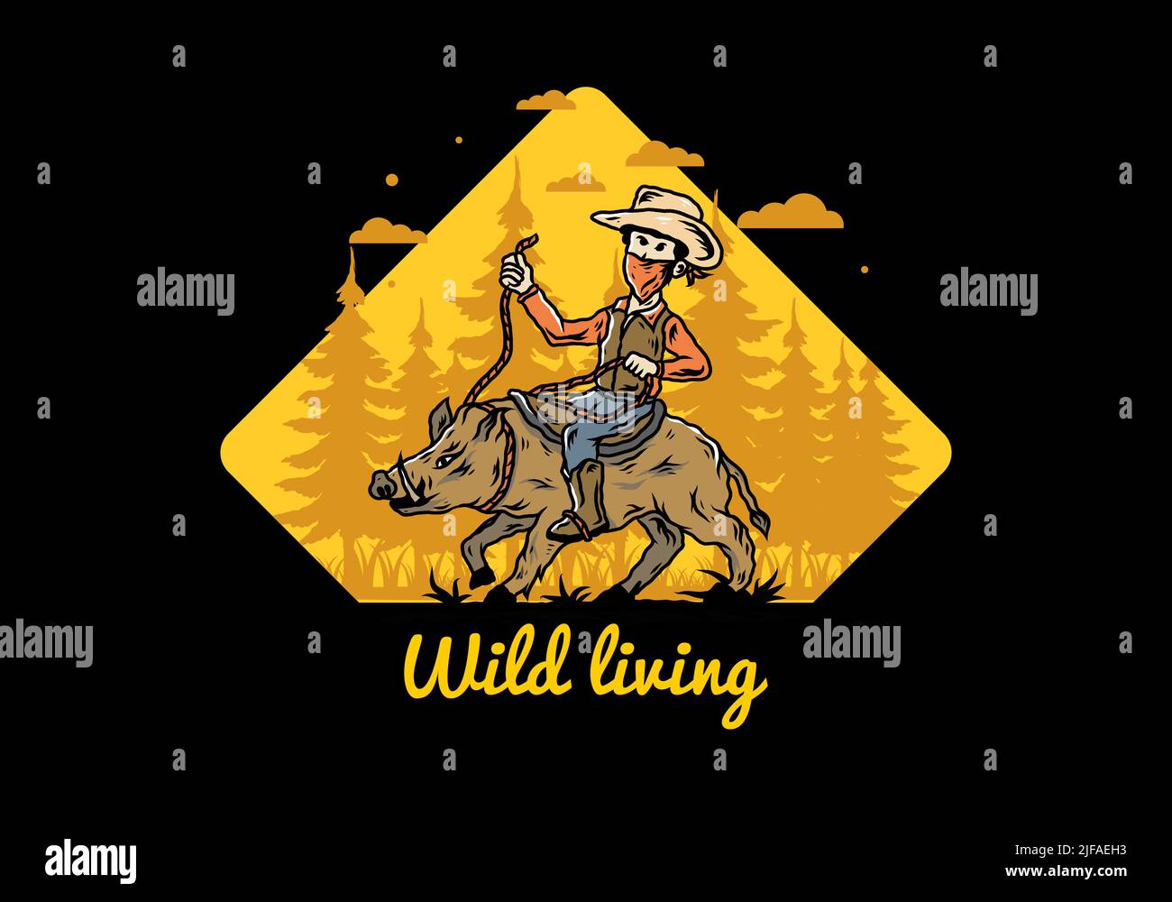 Man riding a wild boar illustration Stock Vector Image & Art - Alamy